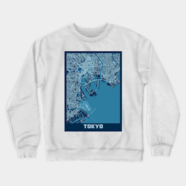 Tokyo - Japan Peace City Map Crewneck Sweatshirt by tienstencil